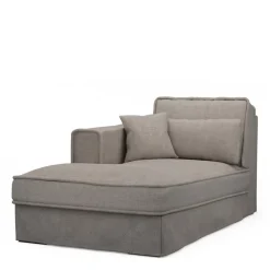 Metropolis Chaise Longue Left, washed cotton, stone