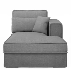Metropolis Chaise Longue Right, washed cotton, grey
