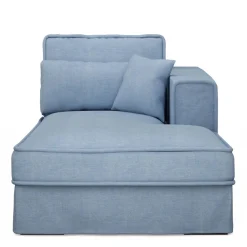 Metropolis Chaise Longue Right, washed cotton, ice blue