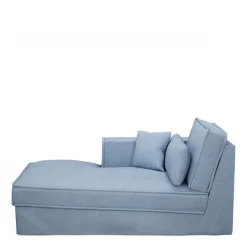 Metropolis Chaise Longue Left, washed cotton, ice blue