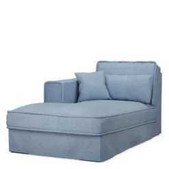 Metropolis Chaise Longue Left, washed cotton, ice blue