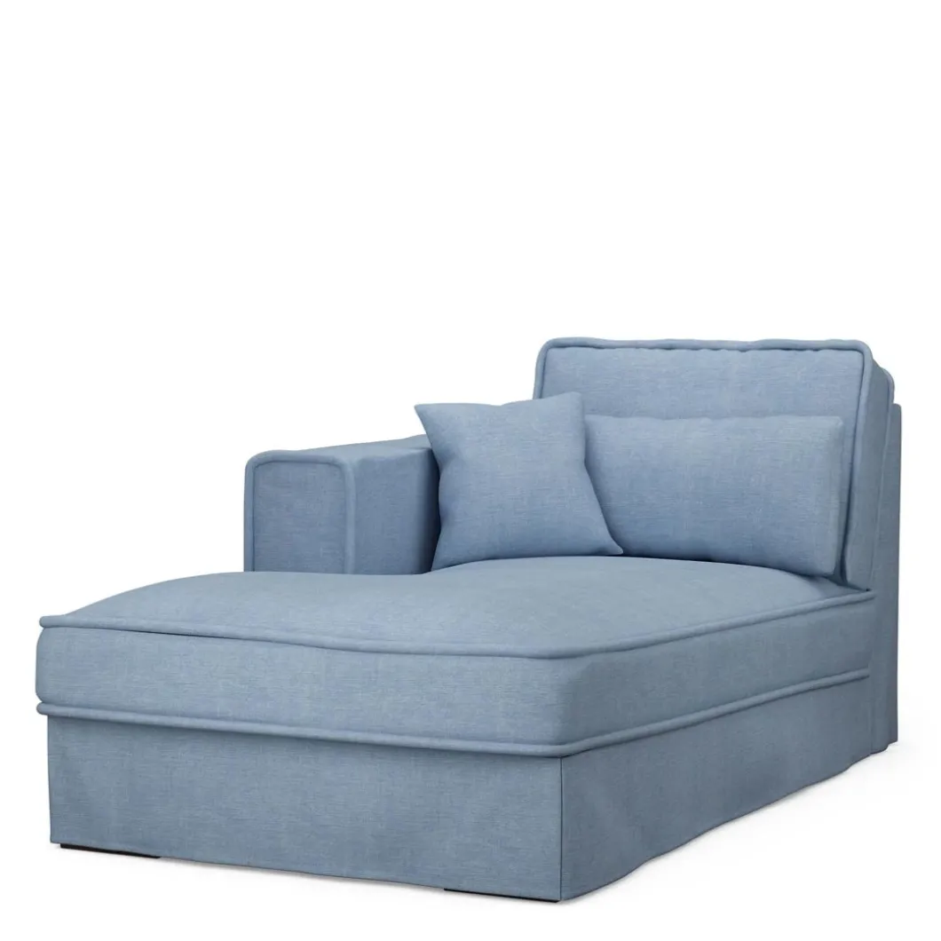 Metropolis Chaise Longue Left, washed cotton, ice blue