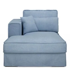 Metropolis Chaise Longue Left, washed cotton, ice blue