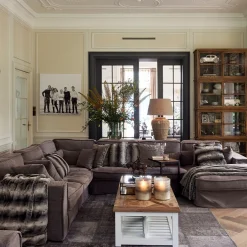 Metropolis Corner Arm Right, washed cotton, natural