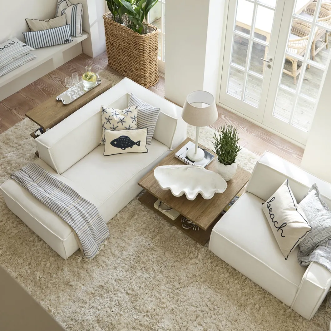 Modulaire Bank Chaise Longue Links The Jagger, Sparkling White, Copperfield Weave