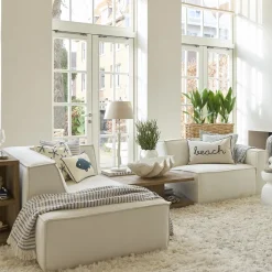 Modulaire Bank Chaise Longue Links The Jagger, Sparkling White, Copperfield Weave