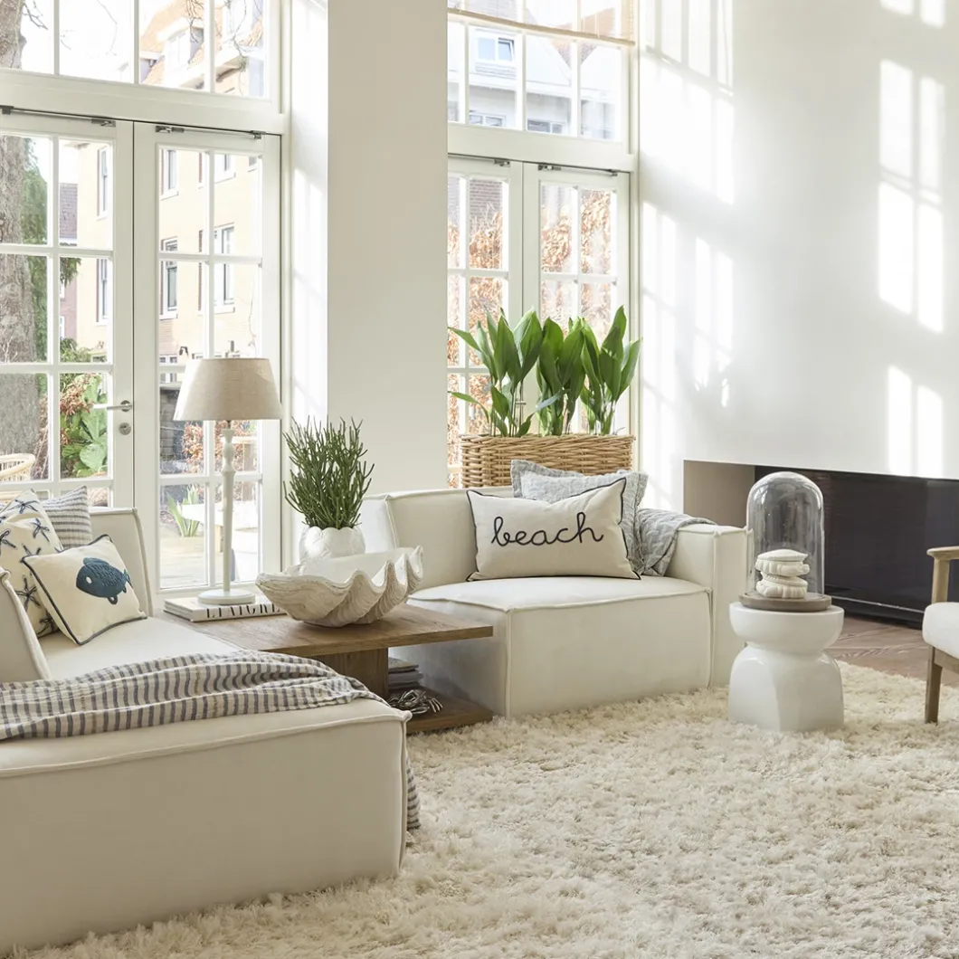 Modulaire Bank Hoek Links The Jagger, Sparkling White, Copperfield Weave