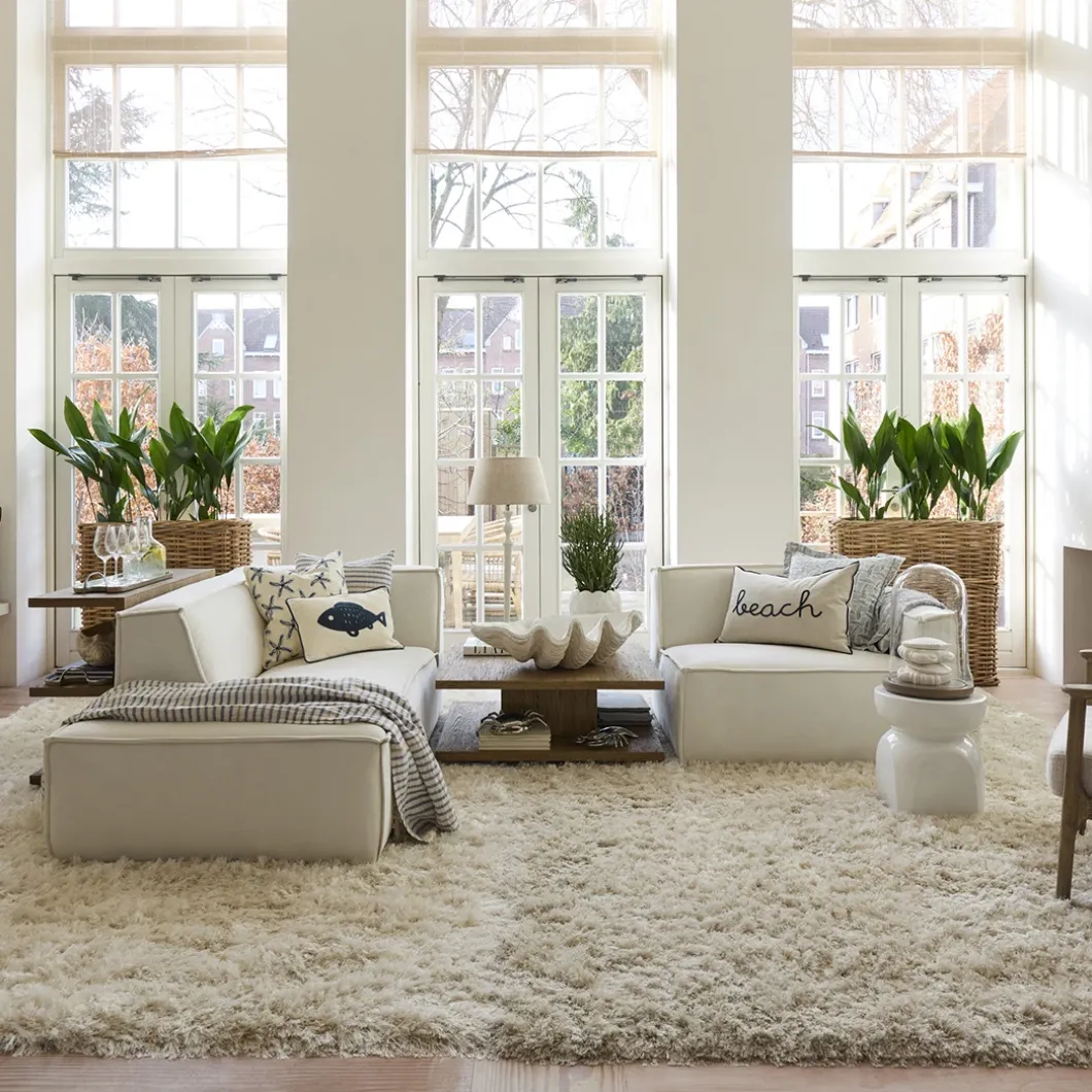 Modulaire Bank Hoek Links The Jagger, Sparkling White, Copperfield Weave