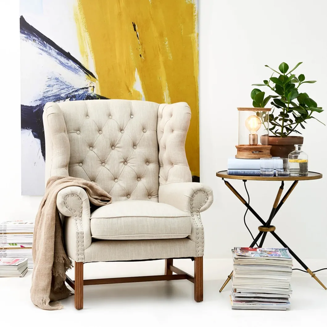 Oorfauteuil Franklin Park, Flax, Linnen