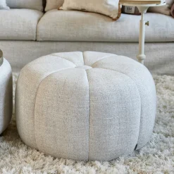 Poef Falcone, Antique White, Rich Tweed