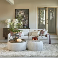 Poef Falcone, Antique White, Rich Tweed