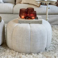 Poef Falcone, Antique White, Rich Tweed