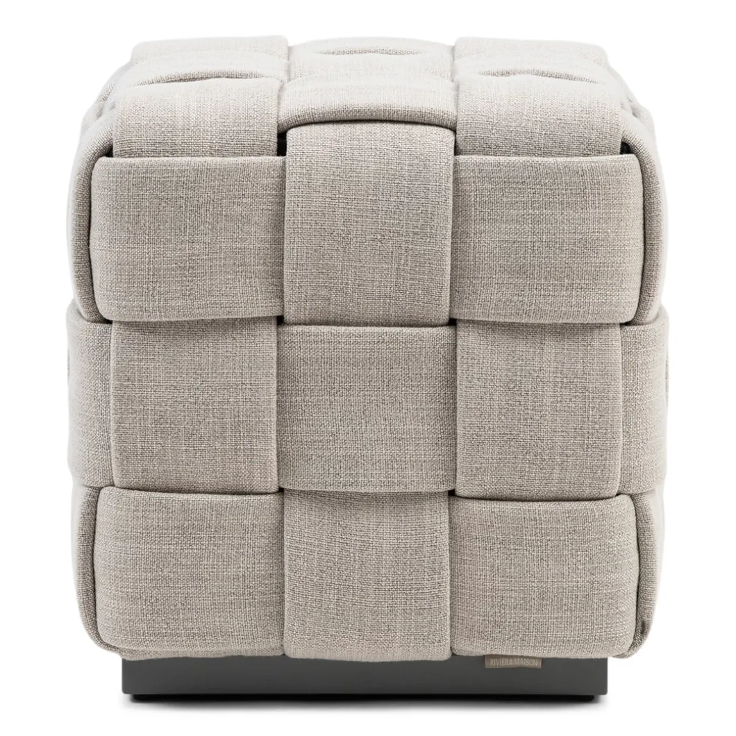 Poef Room 48 Metal Frame, Fabulous Flax, Mouliné Linnen