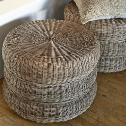 Poef Rustic Rattan Macaron