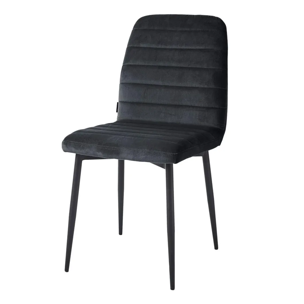 Rockefeller Dining Chair, velvet, midnight grey