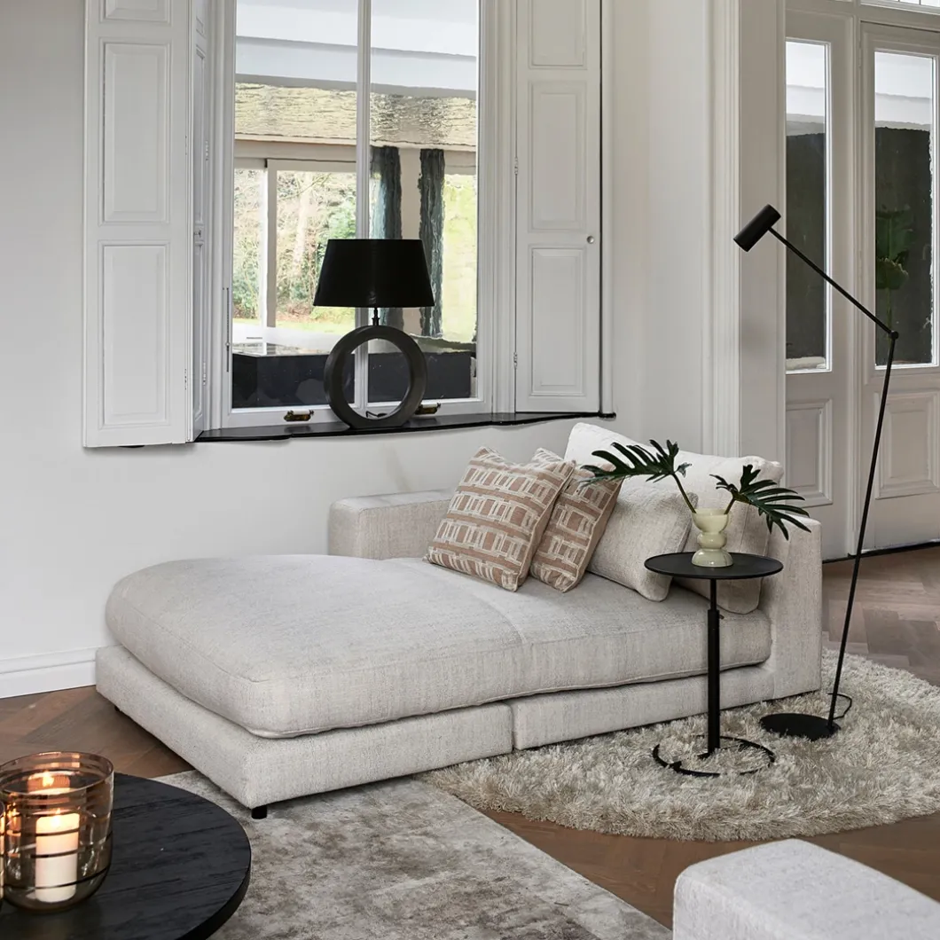 Stephen Chaise Longue Left, rich tweed, antique white