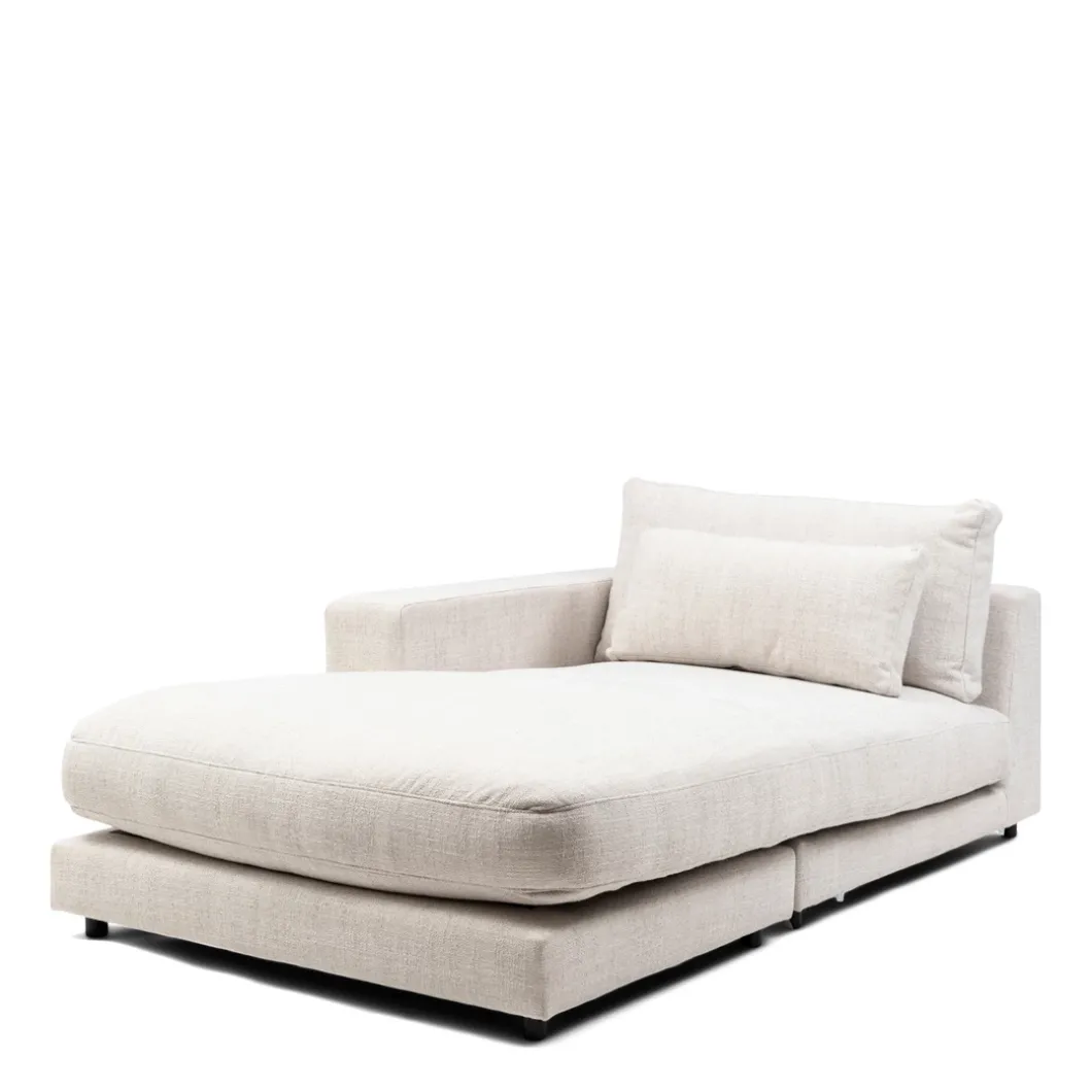 Stephen Chaise Longue Left, rich tweed, antique white