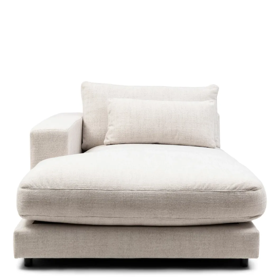 Stephen Chaise Longue Left, rich tweed, antique white