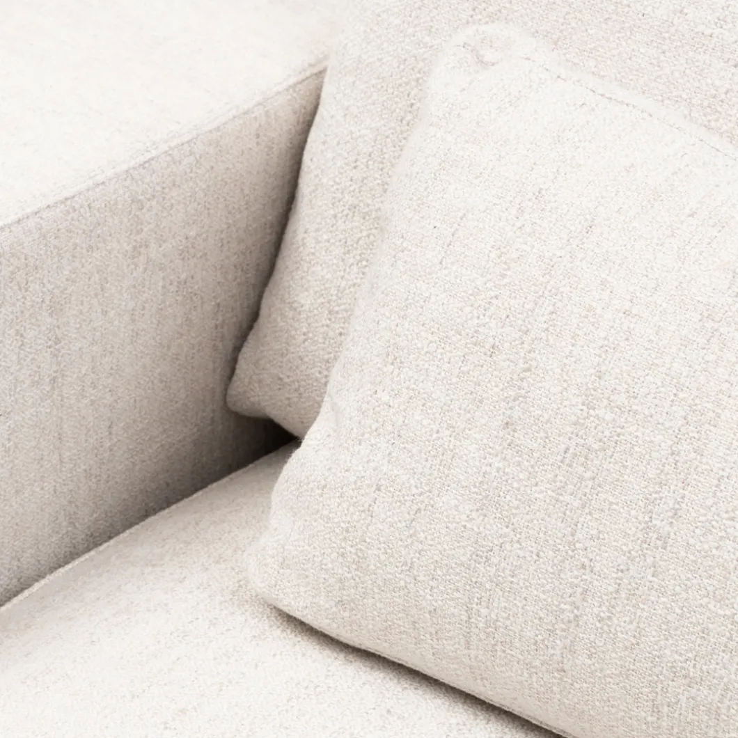 Stephen Chaise Longue Left, rich tweed, antique white