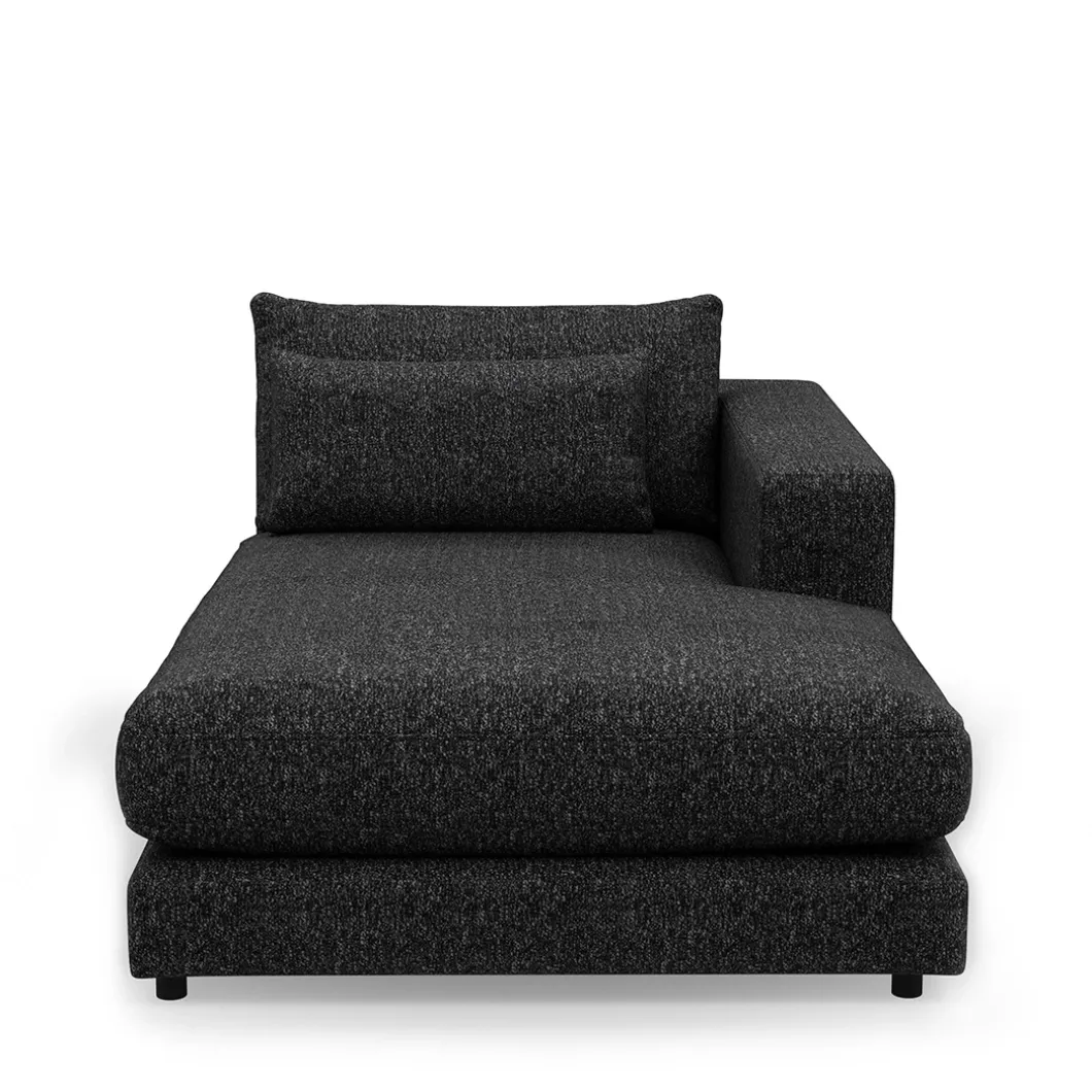 Stephen Chaise Longue Right, rich tweed, moon rock