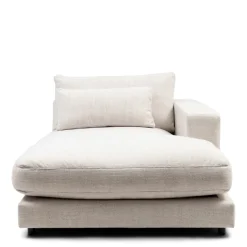 Stephen Chaise Longue Right, rich tweed, antique white