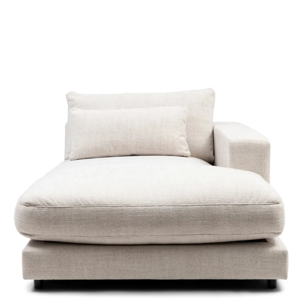 Stephen Chaise Longue Right, rich tweed, antique white