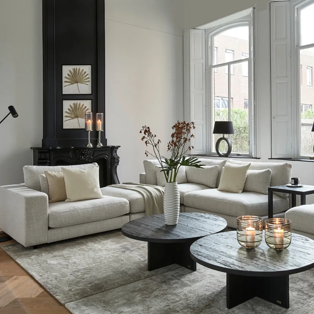 Stephen Corner Arm Left, rich tweed, antique white