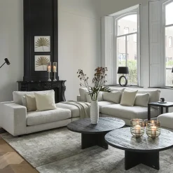 Stephen Corner Arm Right, rich tweed, antique white