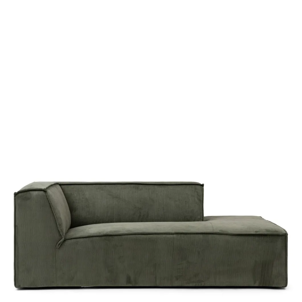 The Jagger Chaise Longue Right, english rib, moss green