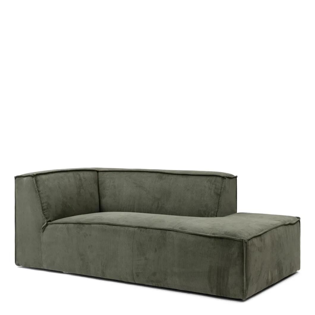The Jagger Chaise Longue Right, english rib, moss green