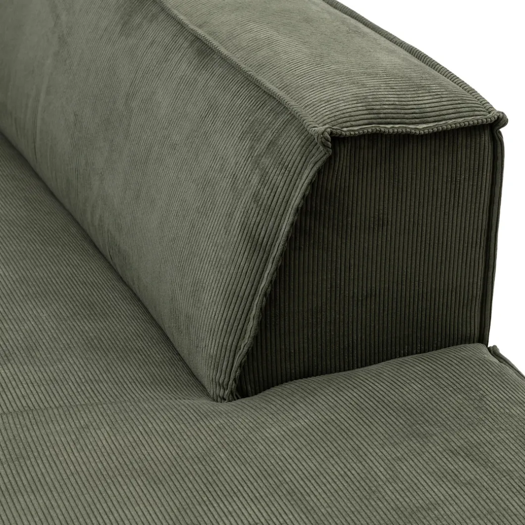 The Jagger Chaise Longue Right, english rib, moss green