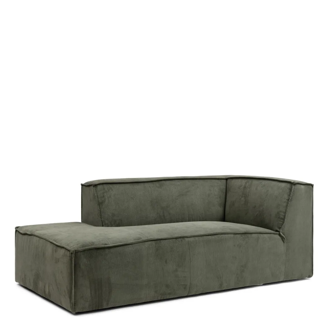The Jagger Chaise Longue Left, english rib, moss green