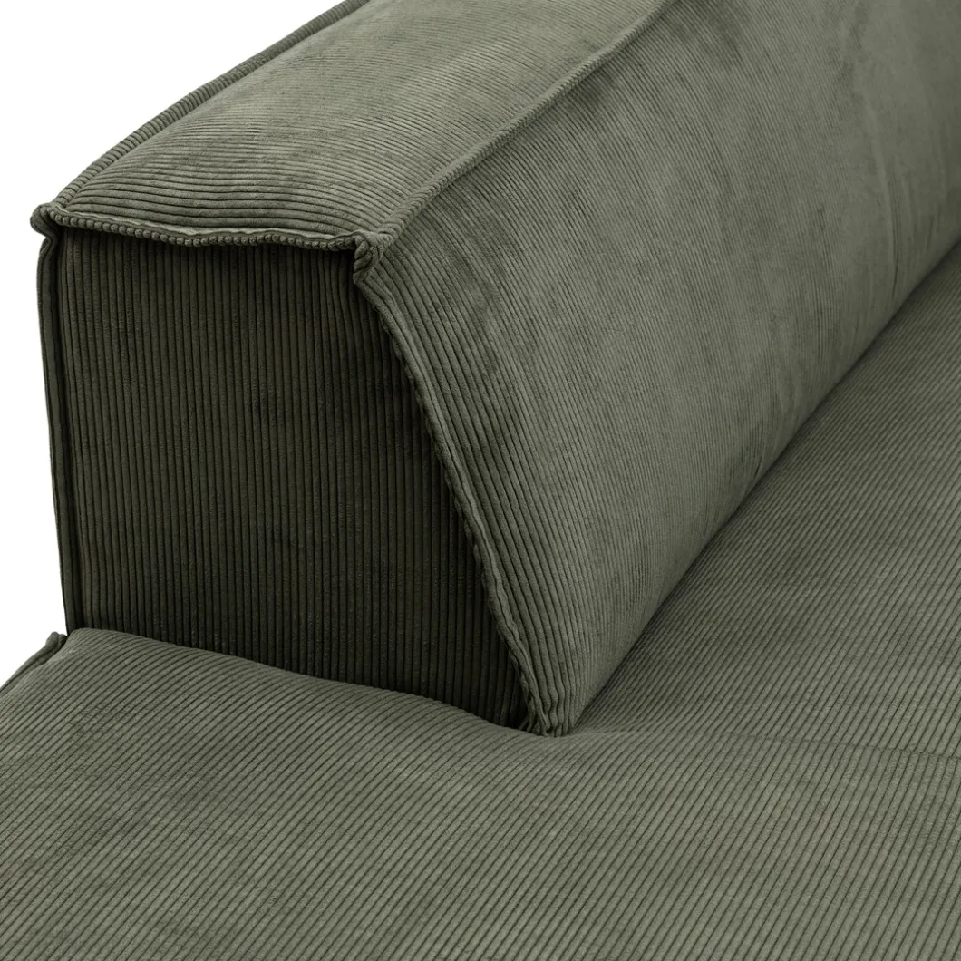 The Jagger Chaise Longue Left, english rib, moss green