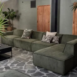 The Jagger Chaise Longue Left, english rib, moss green