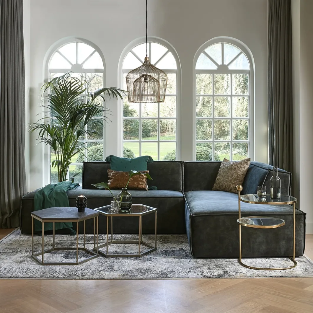 The Jagger Chaise Longue Left, velvet, ivy