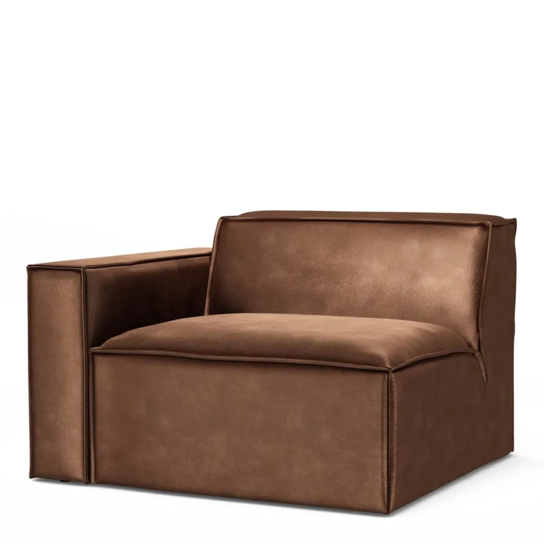 The Jagger Corner Left, velvet, chocolate