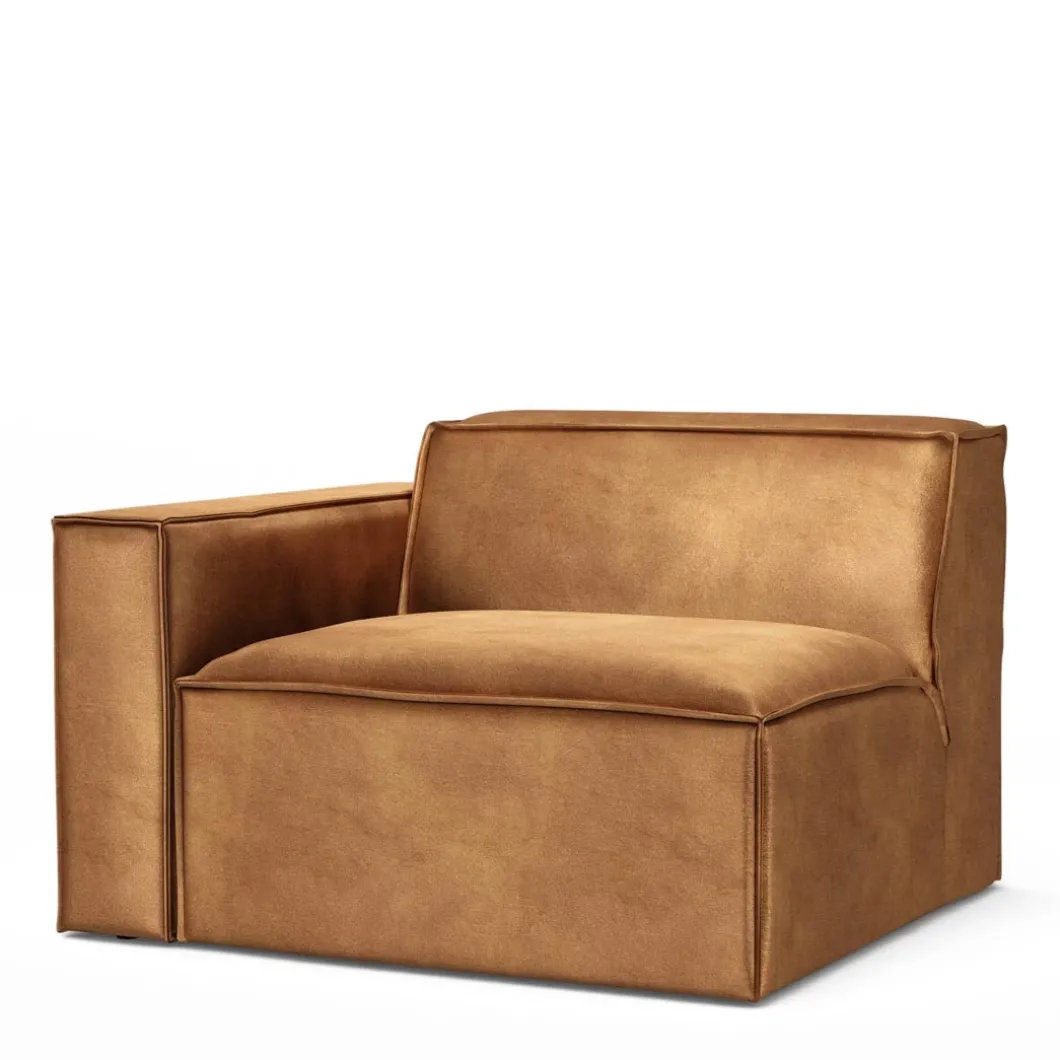 The Jagger Corner Left, velvet, cognac