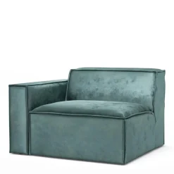 The Jagger Corner Left, velvet, mineral blue