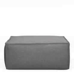 The Jagger Footstool, oxford weave, steel grey