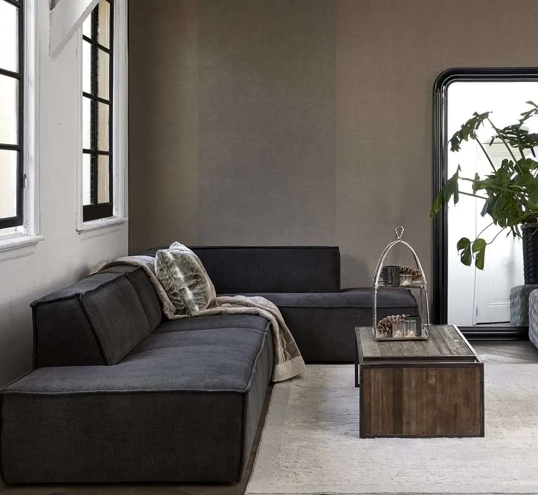 The Jagger Lounger Right, velvet, mineral blue