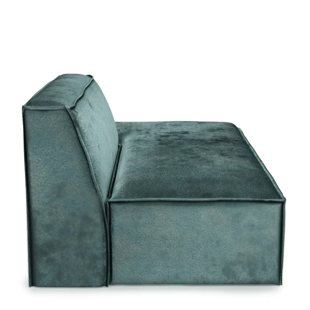 The Jagger Lounger Right, velvet, mineral blue