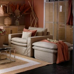 Voetenbank Continental, Ice Blue, 105x90