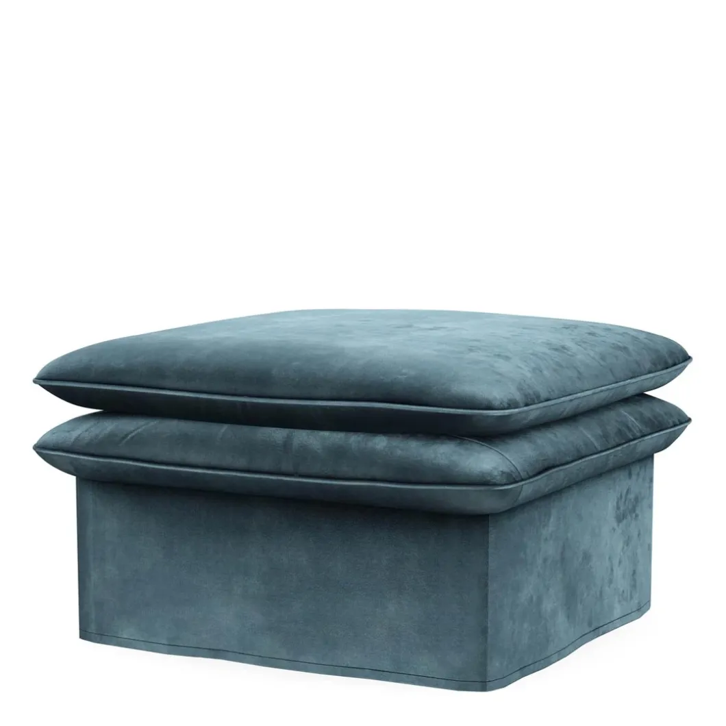 Voetenbank Continental, Petrol, 80 x 80