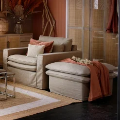 Voetenbank Continental, Stone, 80 x 80